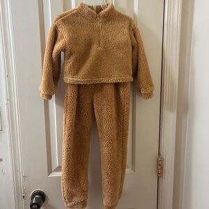 Cozy Teddy Fleece Kids Matching Set - Tan